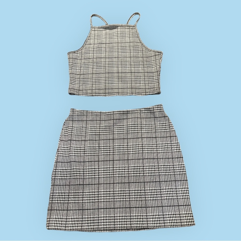 H & M Matching Jersey Crop Top Mini Skirt Set